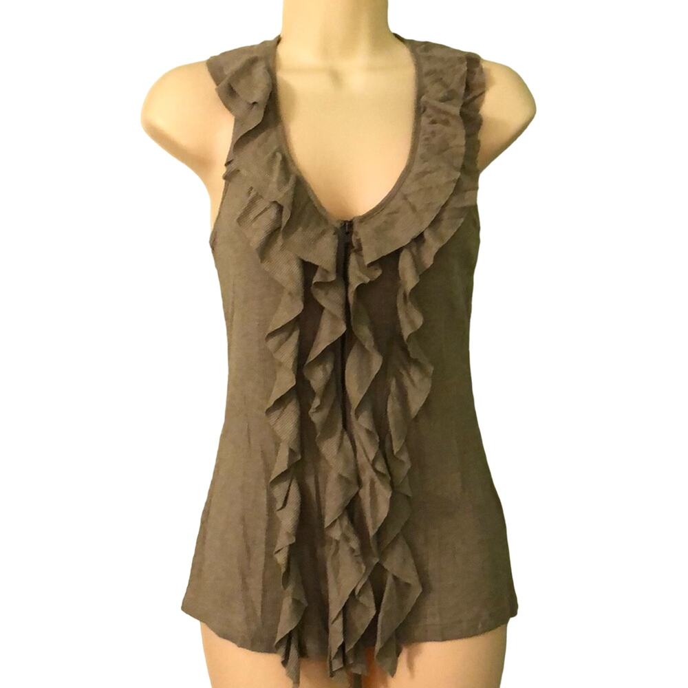 Anthropologie Edge Design by Mine Zip front Top Ruffled Racer back Y2K